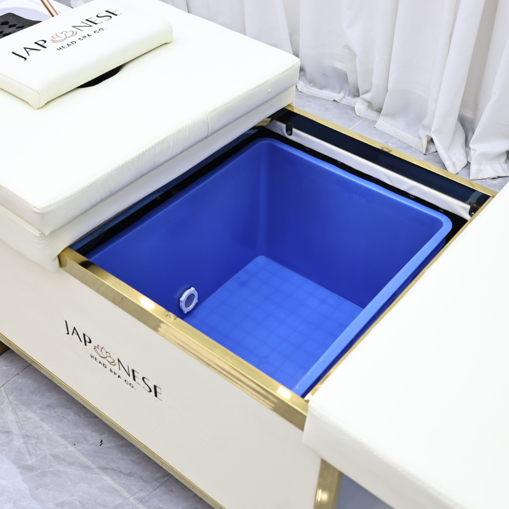 Japanese Head Spa Cream Full Bed Unit with Gold Frame- Non-Plumbed