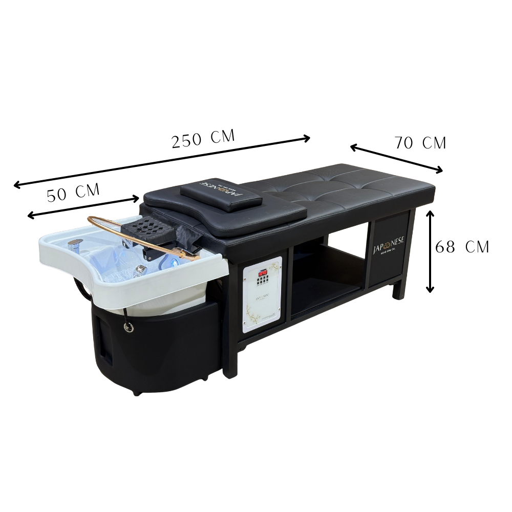 Japanese Head Spa Black Full Bed Hybrid Unit Plumbed (inc. Steamer, Steamer Hood & Water Heater)