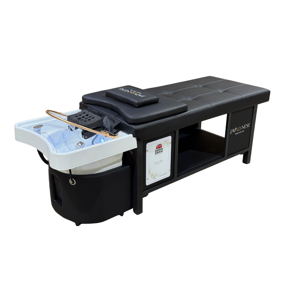 Japanese Head Spa Black Full Bed Hybrid Unit Plumbed (inc. Steamer, Steamer Hood & Water Heater)