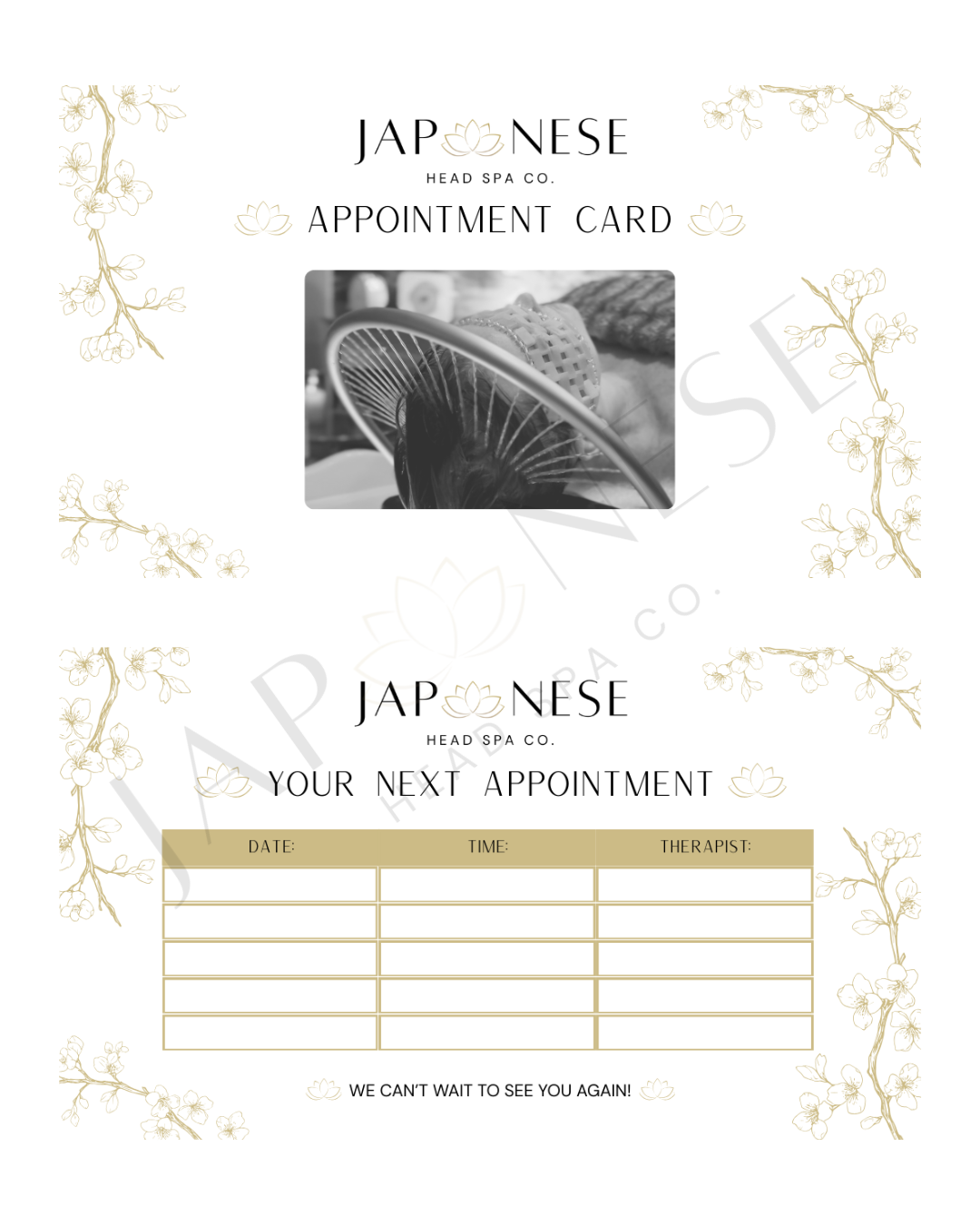 Japanese Head Spa Appointment Cards (Business Card Size)